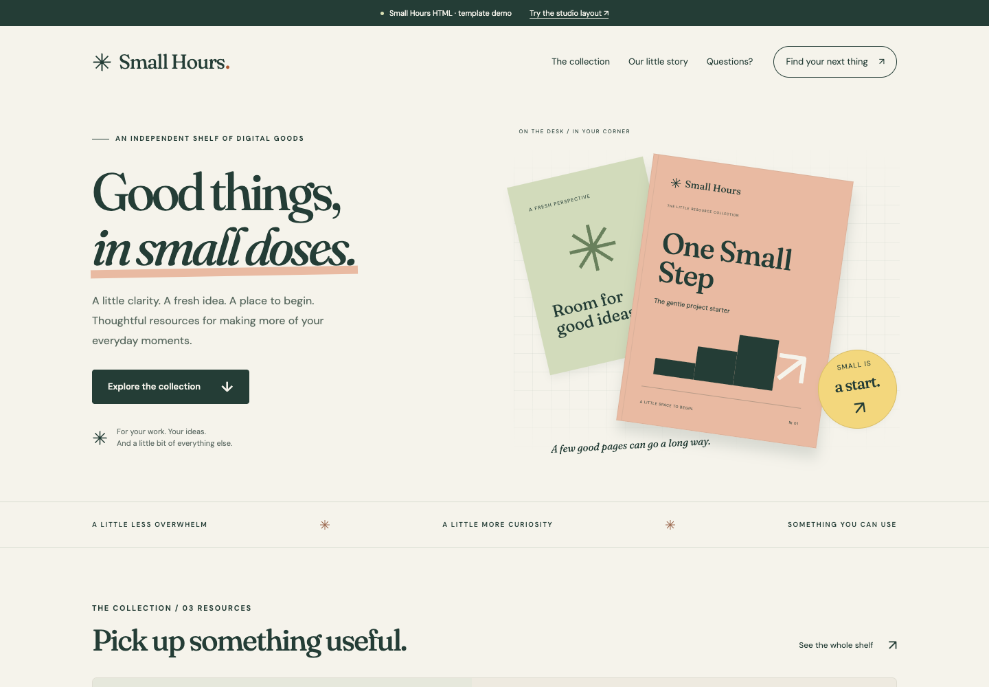 Screenshot of the editorial shop layout